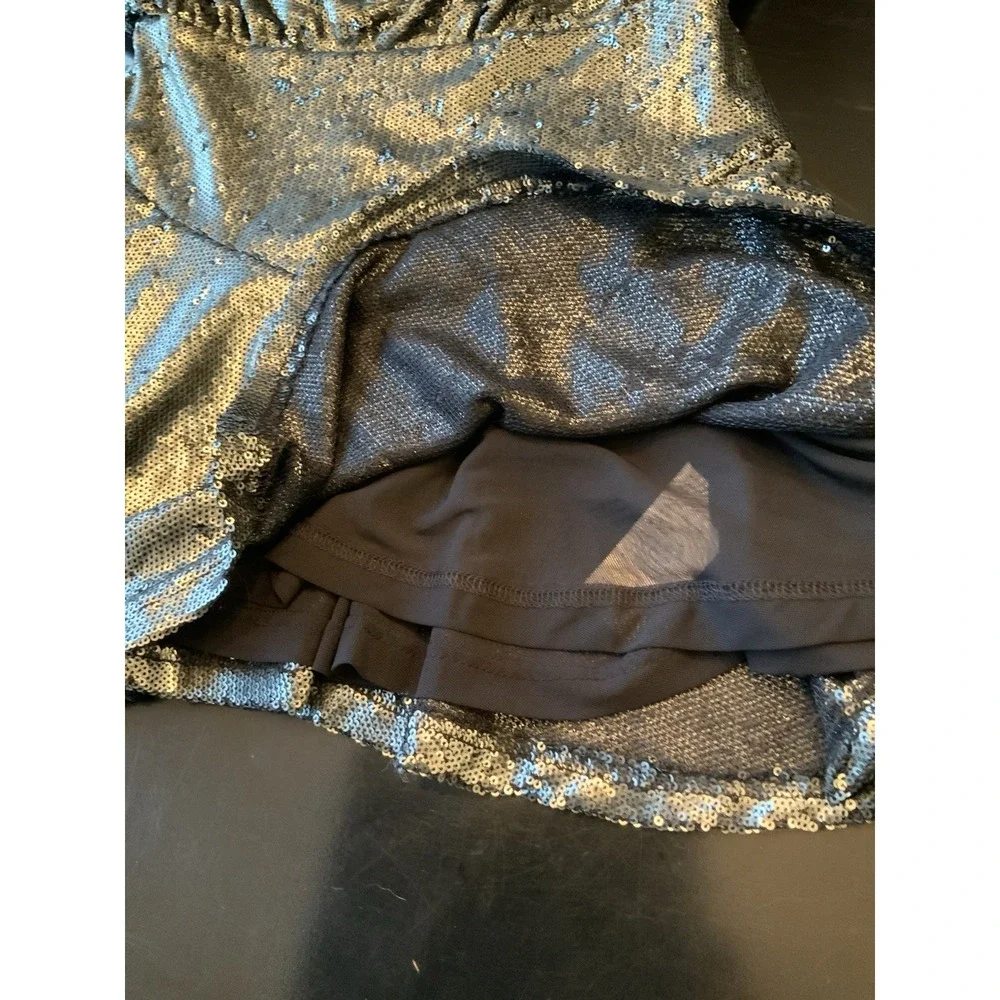 Free People Women's Manuka Sequin Mini Dress M Silver Gunmetal Gray READ
